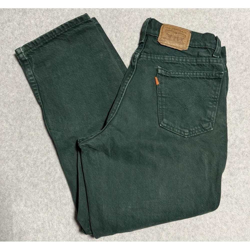 VTG 90s Levis 505 Jeans Men Relaxed Fit Orange Tab Husky 32X27 Hunter Green